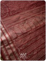 Light Madder Jhoti Natural Dyed Mulberry Silk Ikat Saree