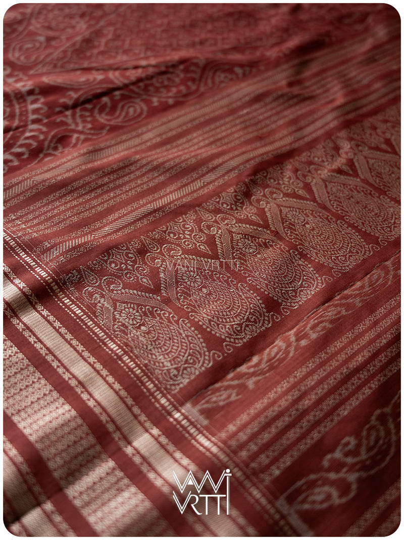 Light Madder Jhoti Natural Dyed Mulberry Silk Ikat Saree