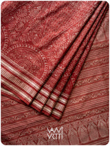 Light Madder Jhoti Natural Dyed Mulberry Silk Ikat Saree
