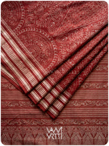 Light Madder Jhoti Natural Dyed Mulberry Silk Ikat Saree