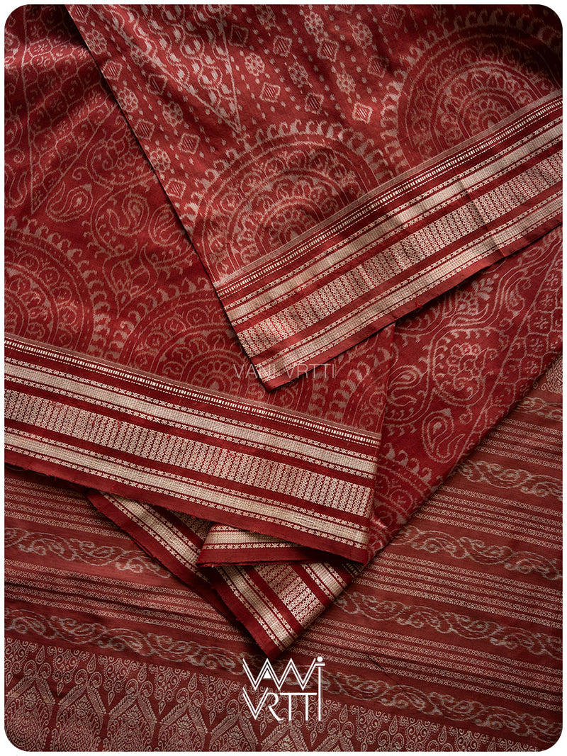 Light Madder Jhoti Natural Dyed Mulberry Silk Ikat Saree