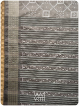 Grey Sapakta Prakritik Tea Leaf Natural Dyed Mulberry Silk Double Ikat Saree