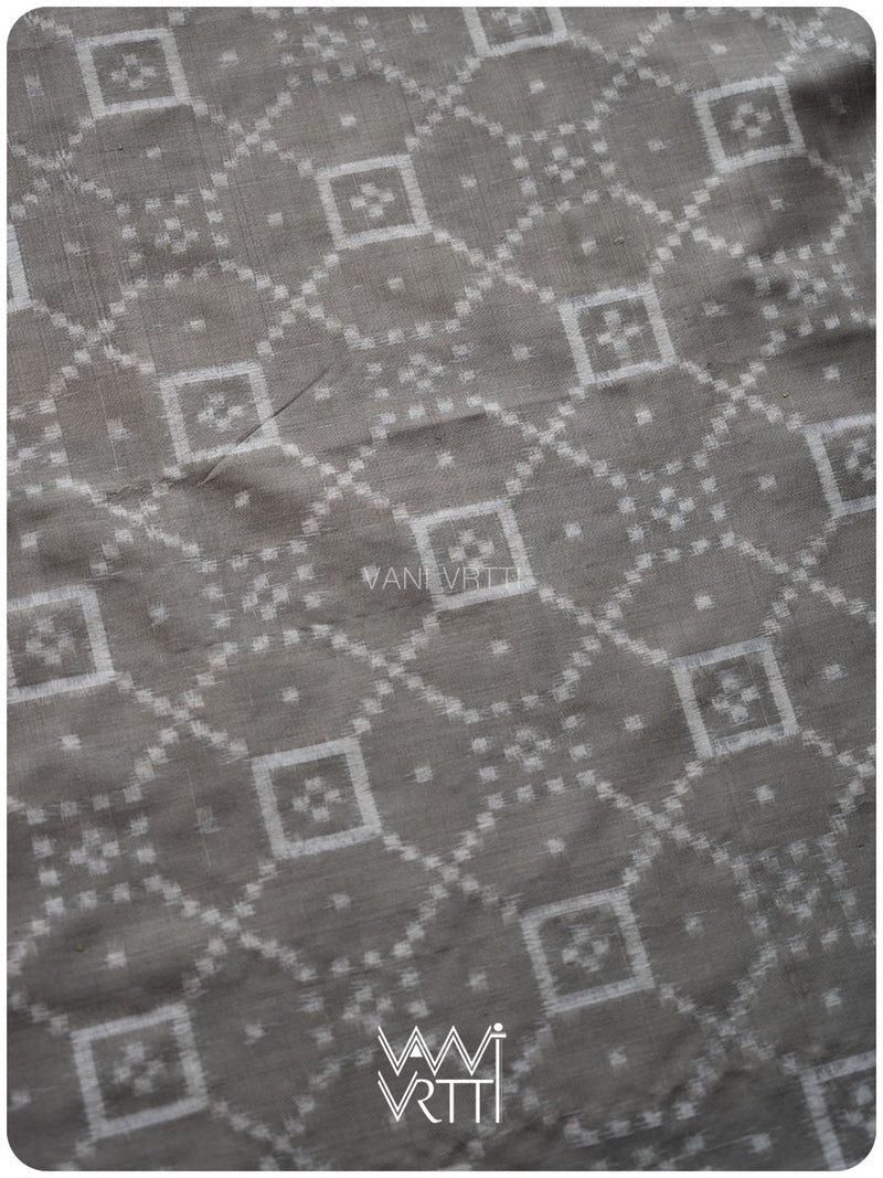 Grey Sapakta Prakritik Tea Leaf Natural Dyed Mulberry Silk Double Ikat Saree