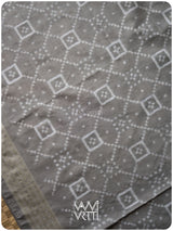 Grey Sapakta Prakritik Tea Leaf Natural Dyed Mulberry Silk Double Ikat Saree
