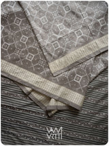 Grey Sapakta Prakritik Tea Leaf Natural Dyed Mulberry Silk Double Ikat Saree