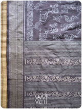 Deep Lilac Vanya Jeevan Tea Leaf Natural Dyed Mulberry Silk Ikat Saree