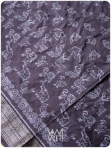 Deep Lilac Vanya Jeevan Tea Leaf Natural Dyed Mulberry Silk Ikat Saree
