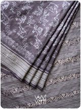Deep Lilac Vanya Jeevan Tea Leaf Natural Dyed Mulberry Silk Ikat Saree