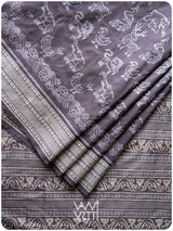 Deep Lilac Vanya Jeevan Tea Leaf Natural Dyed Mulberry Silk Ikat Saree