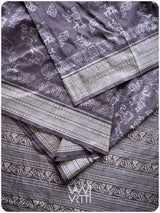 Deep Lilac Vanya Jeevan Tea Leaf Natural Dyed Mulberry Silk Ikat Saree