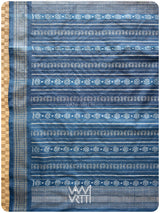 Indigo Konia Phool Natural Dyed Mulberry Silk Ikat Saree
