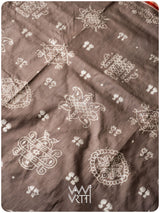 Grey Madder Margasira Jhoti Tea Leaf Natural Dyed Mulberry Silk Ikat Saree