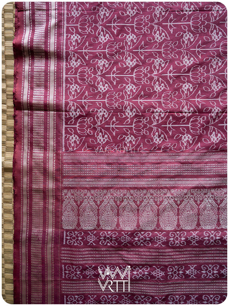 Pink Datura Phool Lac Natural Dyed Mulberry Silk Ikat Saree