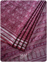 Pink Datura Phool Lac Natural Dyed Mulberry Silk Ikat Saree
