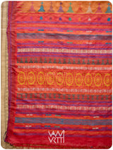 Orange Red Airavata Konark Double Palla Handspun Tussar Silk Saree