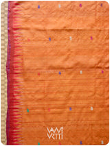 Orange Red Airavata Konark Double Palla Handspun Tussar Silk Saree