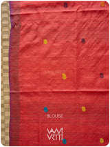 Orange Red Airavata Konark Double Palla Handspun Tussar Silk Saree
