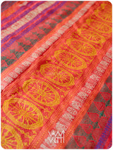 Orange Red Airavata Konark Double Palla Handspun Tussar Silk Saree