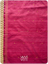 Pomegranate Pink Matsya Kachhap Handspun Tussar Silk Saree