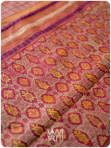 Pomegranate Pink Matsya Kachhap Handspun Tussar Silk Saree