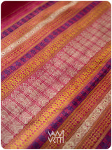 Pomegranate Pink Matsya Kachhap Handspun Tussar Silk Saree