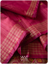 Pomegranate Pink Matsya Kachhap Handspun Tussar Silk Saree