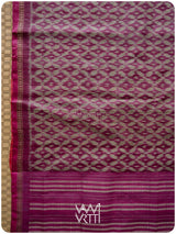 Deep Magenta Lily Ikat Handspun Tussar Silk Saree