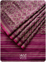 Deep Magenta Lily Ikat Handspun Tussar Silk Saree