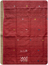 Black Red Rust Anjana Handspun Tussar Silk Saree