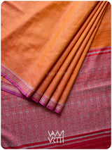Orange Red Madhumalati Handspun Tussar Silk Saree