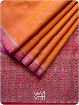 Orange Red Madhumalati Handspun Tussar Silk Saree