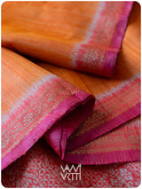 Orange Red Madhumalati Handspun Tussar Silk Saree