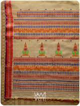 Besan Yellow Mughal Garden Exclusive Handspun Tussar Silk Saree