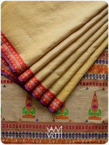 Besan Yellow Mughal Garden Exclusive Handspun Tussar Silk Saree