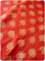 Red Peepal Ikat Handspun Tussar Silk Saree