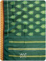 Emerald Green Peepal Ikat Handspun Tussar Silk Saree