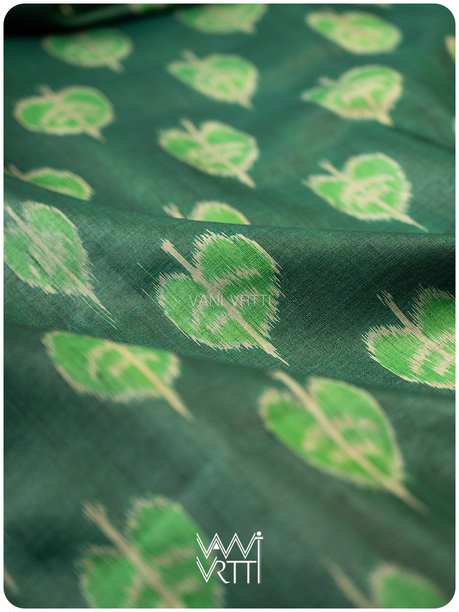 Emerald Green Peepal Ikat Handspun Tussar Silk Saree