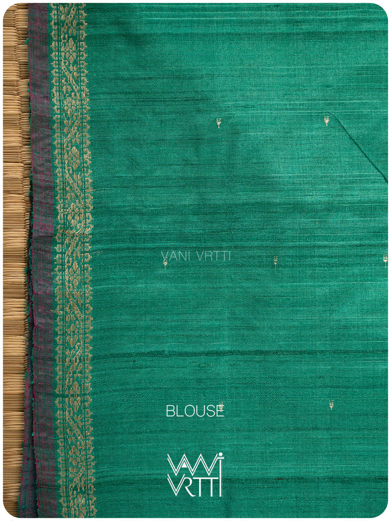 Elichi Green Madhumalati Handspun Tussar Silk Saree