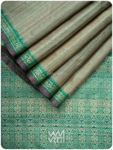 Elichi Green Madhumalati Handspun Tussar Silk Saree