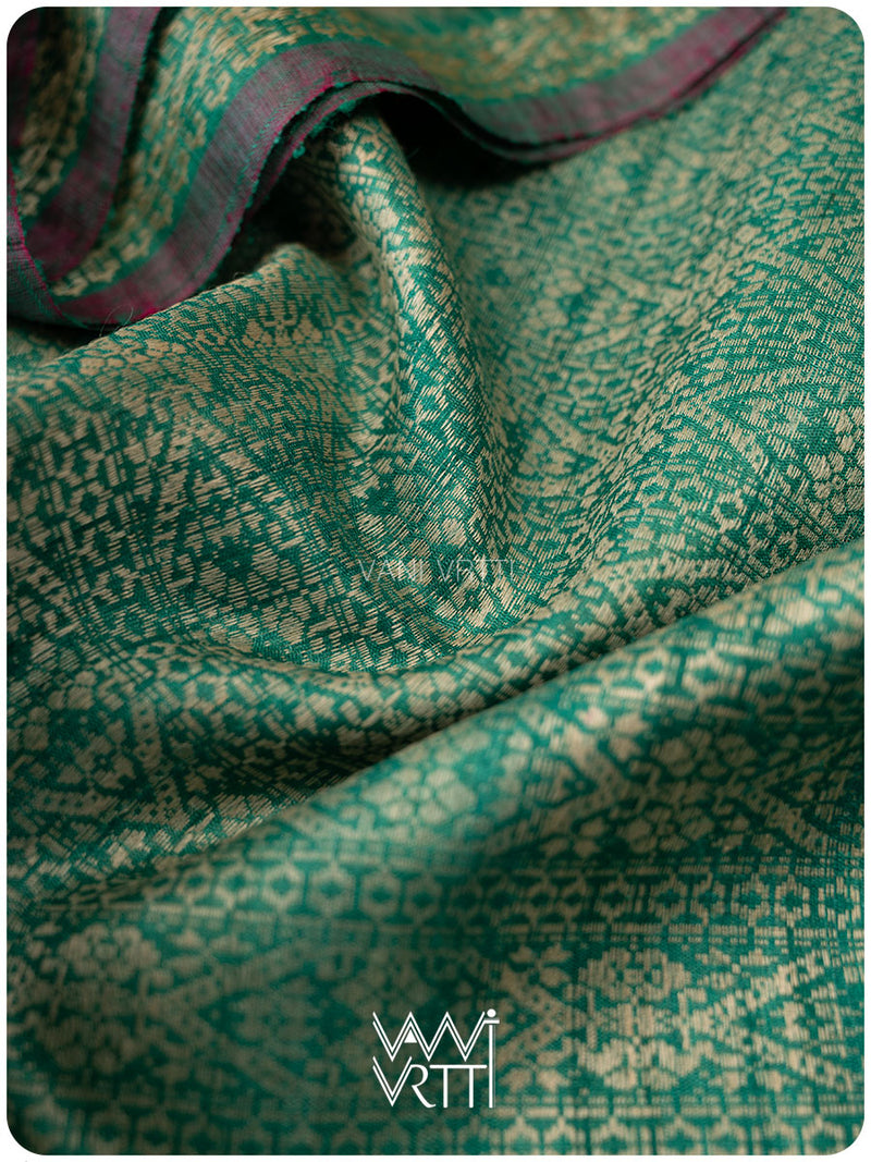 Elichi Green Madhumalati Handspun Tussar Silk Saree