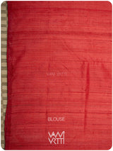 Tomato Red Iris Ikat Handspun Tussar Silk Saree