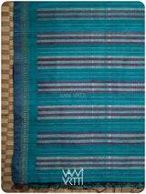 Firozi Blue Samudra Lahar Ikat Handspun Tussar Silk Saree