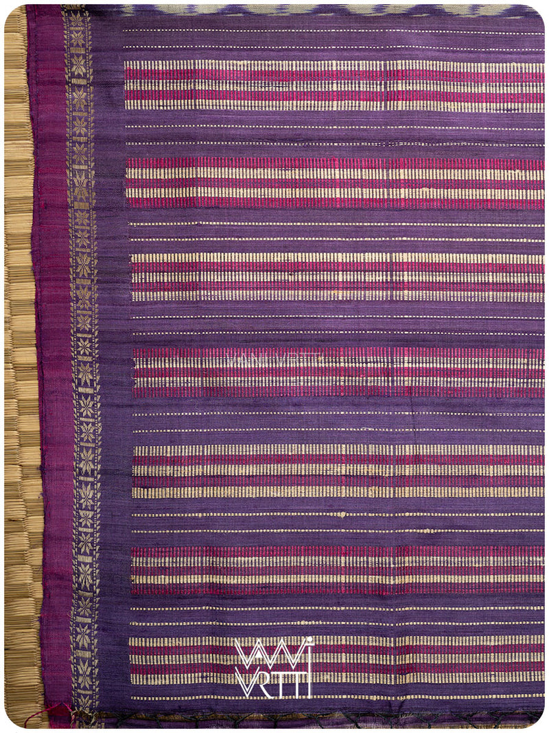 Purple Lily Ikat Handspun Tussar Silk Saree
