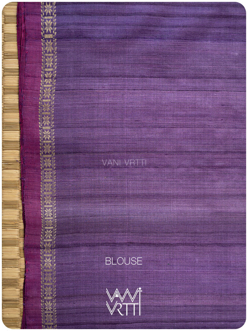 Purple Lily Ikat Handspun Tussar Silk Saree