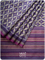 Purple Lily Ikat Handspun Tussar Silk Saree