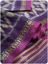 Purple Lily Ikat Handspun Tussar Silk Saree