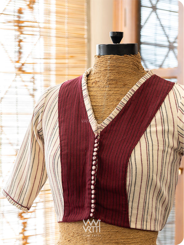 Off White Kotpad Frills Cotton Blouse