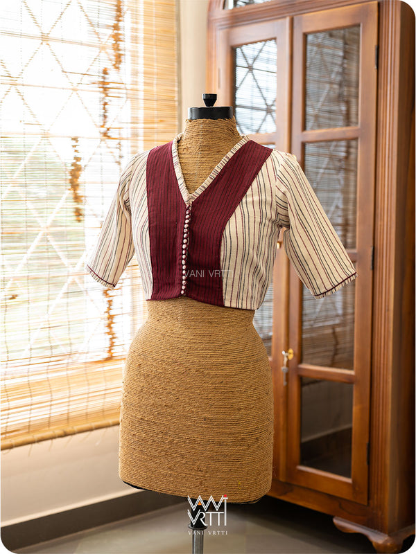 Off White Kotpad Frills Cotton Blouse