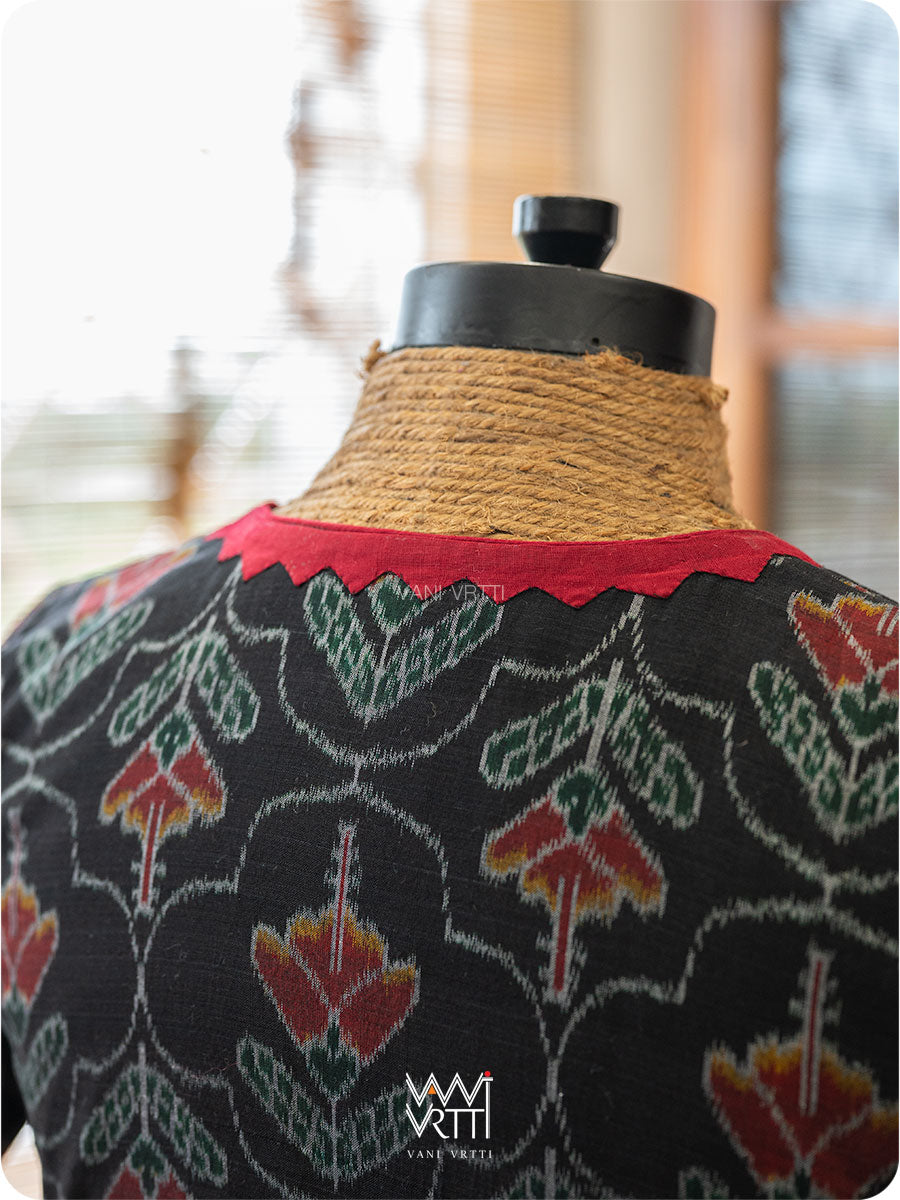 Black Laal Jaba Patchwork Cotton Ikat Blouse