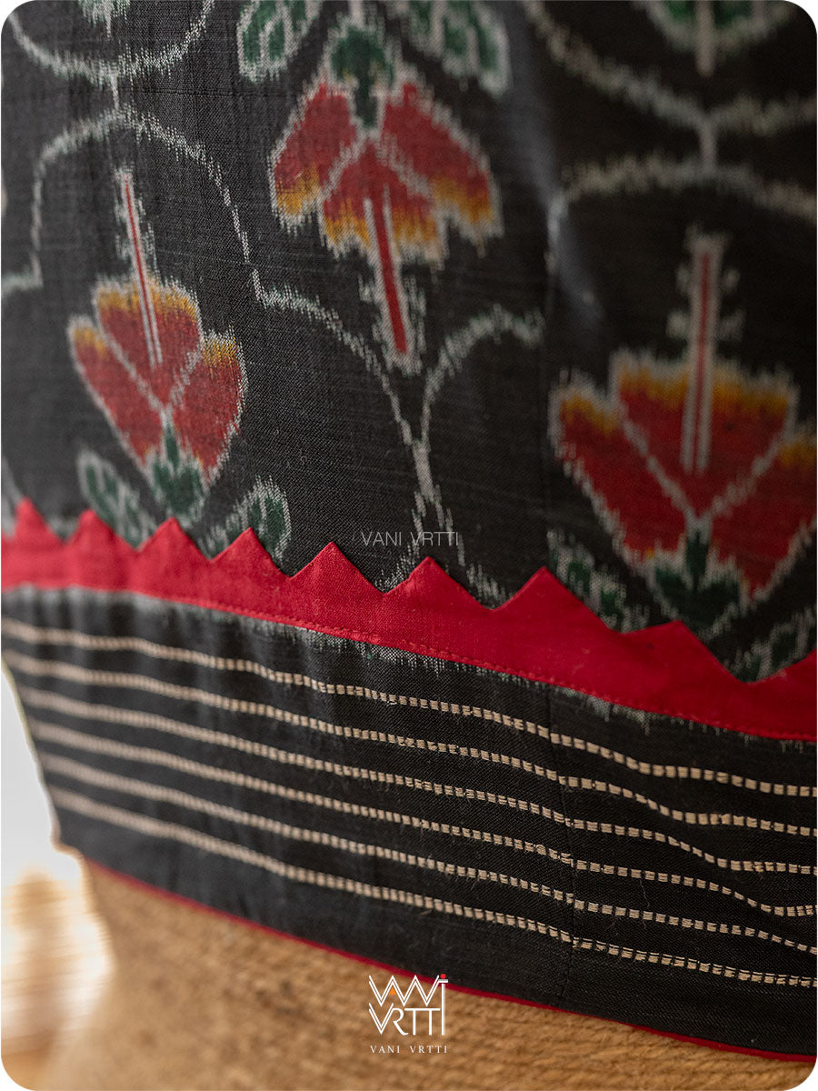 Black Laal Jaba Patchwork Cotton Ikat Blouse